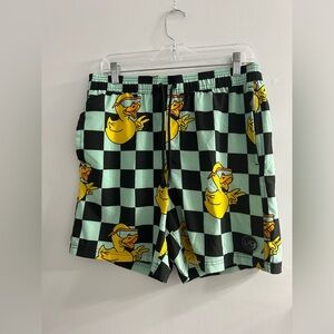 Neff checkerboard rubber duck swim trunks